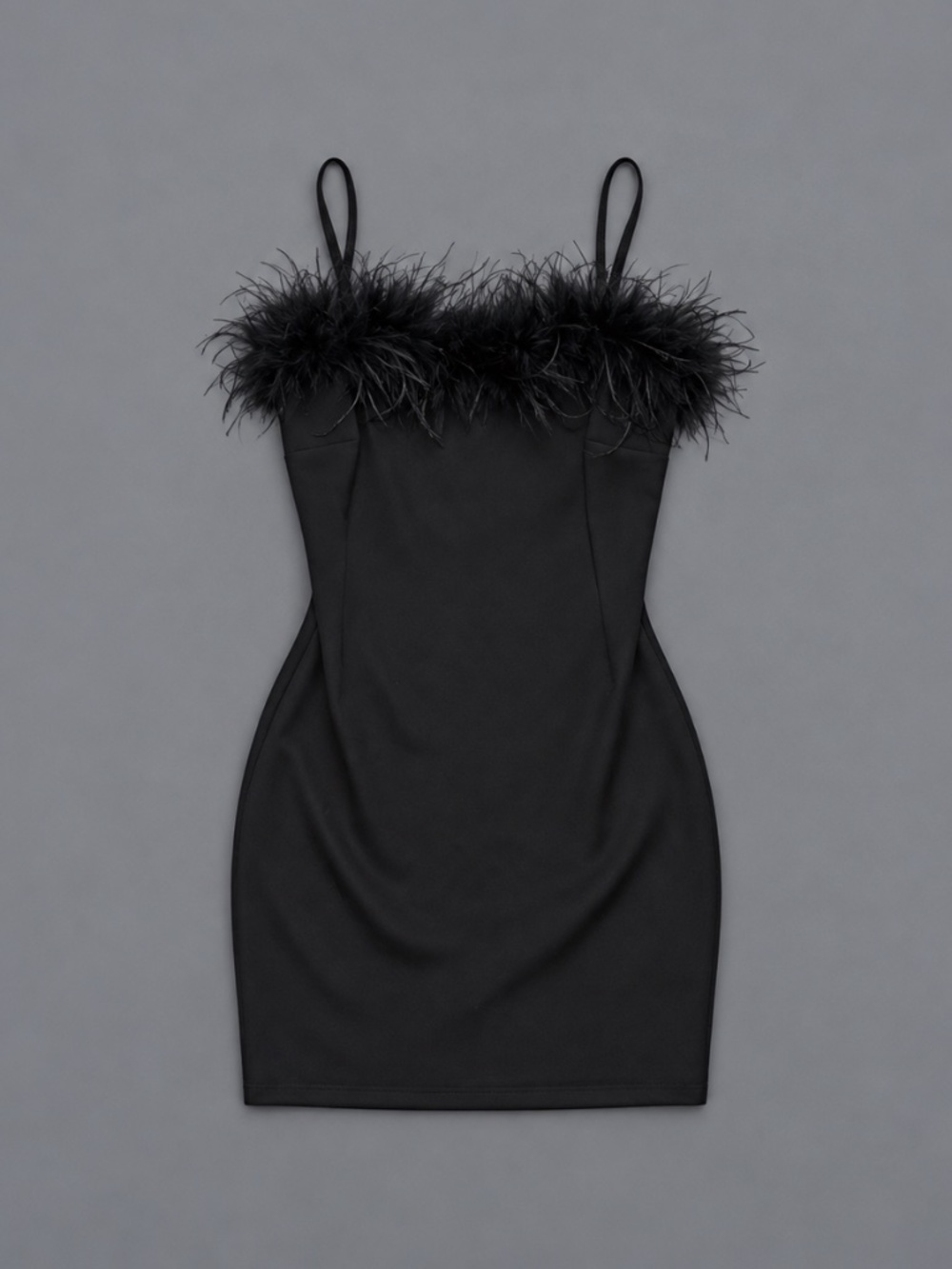 Emerald Sundae Feather Trim Bodycon Mini Dress – M – NWT